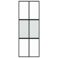 Vidaxl Drsna vrata črna 76x205 cm kaljeno steklo in aluminij