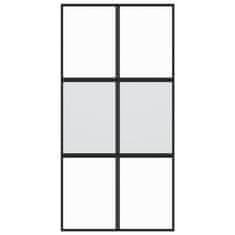 Vidaxl Drsna vrata črna 102,5x205 cm kaljeno steklo in aluminij