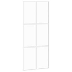 Vidaxl Drsna vrata bela 90x205 cm kaljeno steklo in aluminij