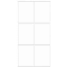 Vidaxl Drsna vrata bela 102,5x205 cm kaljeno steklo in aluminij