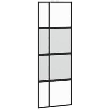 Vidaxl Drsna vrata črna 76x205 cm kaljeno steklo in aluminij