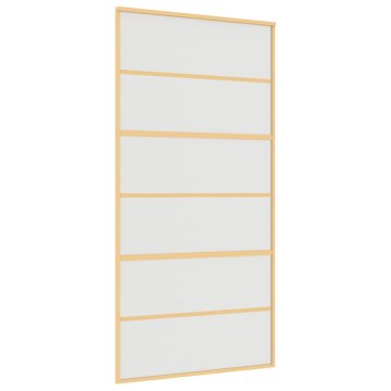 Vidaxl Drsna vrata zlata 102,5x205 cm mat ESG steklo in aluminij