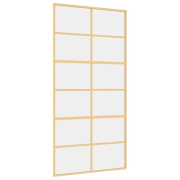 Vidaxl Drsna vrata zlata 102,5x205 cm prozorno ESG steklo in aluminij