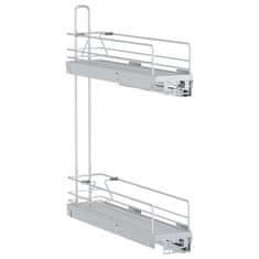 Vidaxl Izvlečna žičnata košara 2-nadstropna srebrna 47x12x56 cm