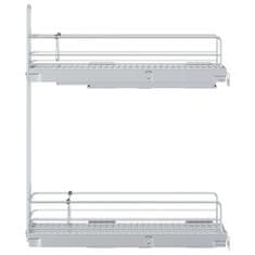 Vidaxl Izvlečna žičnata košara 2-nadstropna srebrna 47x12x56 cm