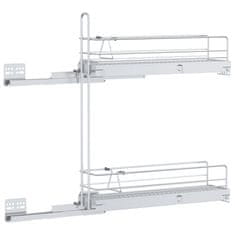 Vidaxl Izvlečna žičnata košara 2-nadstropna srebrna 47x12x56 cm
