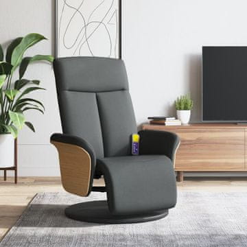 Vidaxl vidaXL Naslanjač s podnožjem temno sivo blago