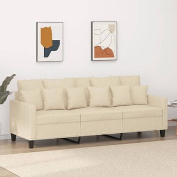 Vidaxl vidaXL kavč s tremi sedeži, kremne barve, 180 cm, oblazinjen s tkanino