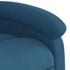 Vidaxl Električni naslanjač s funkcijo vstajanja moder žamet