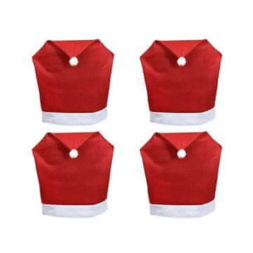 Netscroll 4-delni komplet božičnih prevlek za stole v obliki božičkove kape, praznične rdeče prevleke za jedilne stole, božična dekoracija, večkratna uporaba, ideja za darila, božična darila, ChairSanta