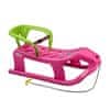 Plastične sani Snow Star z naslonom, roza