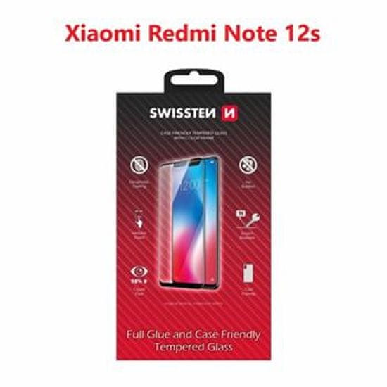 SWISSTEN Swissten Full Glue, Color frame, Case friendly, Zaščitno kaljeno steklo, Xiaomi Redmi Note 12s, črno