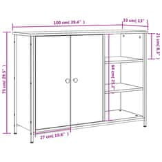 Vidaxl Komoda črna 100x33x75 cm inženirski les