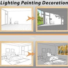 Dollcini USB LED Light Up Wall Art, trije barvno nastavljivi senčniki in okolju prijazen okvir iz masivnega lesa za elegantno dekoracijo doma, karibsko modra