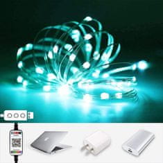 Netscroll Pametne praznične lučke, božično - novoletne lučke, ki jih lahko upravljate s pametnim telefonom, prilagodljive barve, božična darila, 10m (100 LED), vodoodporne, ChristmasLights