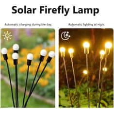Dollcini Solarne vrtne luči Starburst Swing Solarne kresničke luči 3 načini Sedem barv Vodoodporne solarne kresničke luči Zunanje okrasne vrtne luči na terasi
