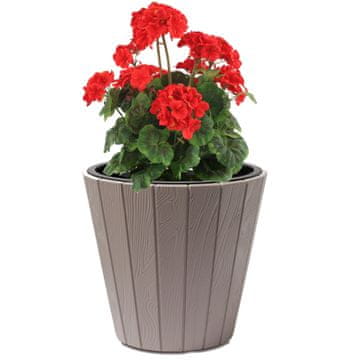 botle Okrogel lonec z imitacijo lesa 21 L bež Ø 35 cm - elegantna in trajna dekoracija za dom in vrt