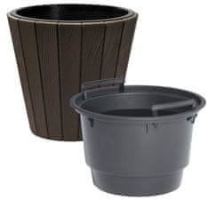 botle Okrogel lonec iz imitacije lesa 12 L rjave barve Ø 30 cm - elegantna in trajna dekoracija za dom in vrt