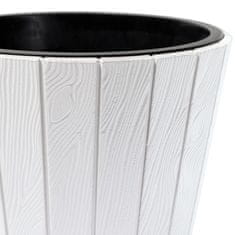botle Okrogel lonec v imitaciji lesa 21 L bela Ø 35 cm - elegantna in trajna dekoracija za dom in vrt