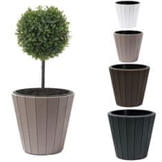 botle Okrogel lonec v imitaciji lesa 21 L bela Ø 35 cm - elegantna in trajna dekoracija za dom in vrt