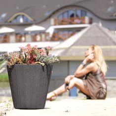 botle Okrogel lonec v imitaciji lesa 29 L rjave barve Ø 40 cm - elegantna in trajna dekoracija za dom in vrt
