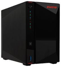 Asustor Nimbustor 2 Gen2 AS5402T 2 Bay NAS, štirijedrni procesor 2,0 GHz, dva priključka 2,5 GbE, 4 GB DDR4, 4x M.2 SSD reže
