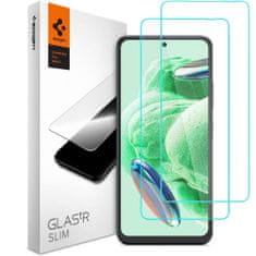 Spigen Spigen Glas.Tr Slim Zaščitno kaljeno steklo 2 kosa, Xiaomi Redmi Note 12 5G / Poco X5 5G