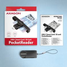 AXAGON CRE-SMPC, USB-C PocketReader bralnik kontaktnih kartic Pametna kartica (eCitizen, odjemalec eID)