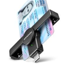 AXAGON CRE-SMPC, USB-C PocketReader bralnik kontaktnih kartic Pametna kartica (eCitizen, odjemalec eID)