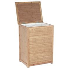Autronic Bambusova košara za perilo s tekstilno podlogo in pokrovom 100 l, naravna 71x95x51 cm