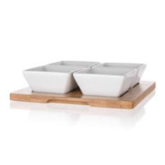 Banquet Komplet 5 kosov sklede (4 sklede, 1 pladenj) 20x20cm porcelan/bambus BRILLANTE