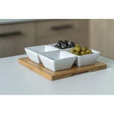 Banquet Komplet 5 kosov sklede (4 sklede, 1 pladenj) 20x20cm porcelan/bambus BRILLANTE