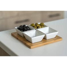 Banquet Komplet 5 kosov sklede (4 sklede, 1 pladenj) 20x20cm porcelan/bambus BRILLANTE