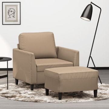 Vidaxl vidaXL Fotelj z podnožjem, kapučino, 60 cm, umetno usnje