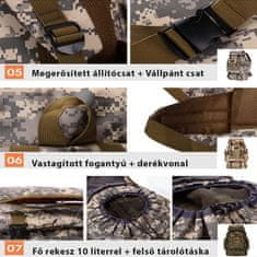 Dollcini moški pohodniški nahrbtnik, plezalna torba, nepremočljiva in trpežna, rjava mešanica
