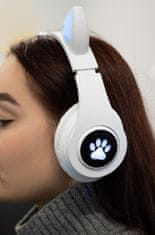 Malatec Bele LED brezžične slušalke z mačjimi ušesi + mikrofon