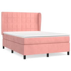 Vidaxl Box spring postelja z vzmetnico roza 140x190 cm žamet