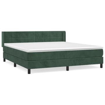 Vidaxl Box spring postelja z vzmetnico temno zelena 160x200 cm žamet