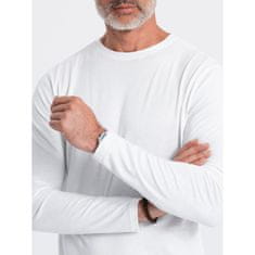 OMBRE Moška majica z dolgimi rokavi brez potiska V4 OM-LSBL-0106 bela MDN124057 XXL