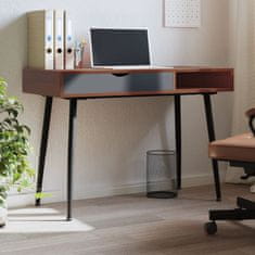 Vidaxl Računalniška miza s predalom rjava 110x50x75 cm inženirski les