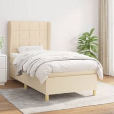 Vidaxl Box spring postelja z vzmetnico krem 100x200 cm blago