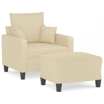 Vidaxl Fotelj s stolčkom za noge krem 60 cm blago