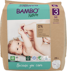 Bambo Nature pleničke, 4-8 kg (velikost 3), 168/1, papirnata vrečka
