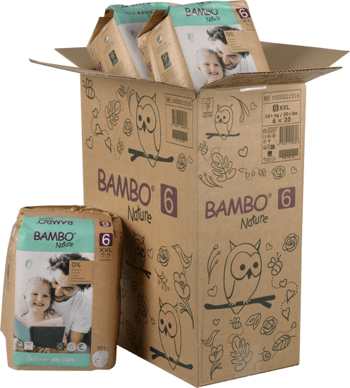 Bambo Nature pleničke, 16+ kg (velikost 6), 120/1, papirnata vrečka