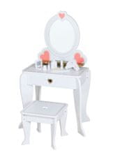 Lean-toys Otroška lesena toaletna mizica za ličenje, bela