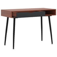 Vidaxl Računalniška miza s predalom rjava 110x50x75 cm inženirski les