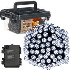 Springos novoletne lučke na baterije 120 LED 6500K 8 funkcij 9m