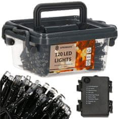 Springos novoletne lučke na baterije 120 LED 6500K 8 funkcij 9m