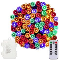 Springos novoletne lučke na baterije 100 LED RGB 8 funkcij 10 + 0,5m