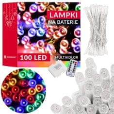 Springos novoletne lučke na baterije 100 LED RGB 8 funkcij 10 + 0,5m